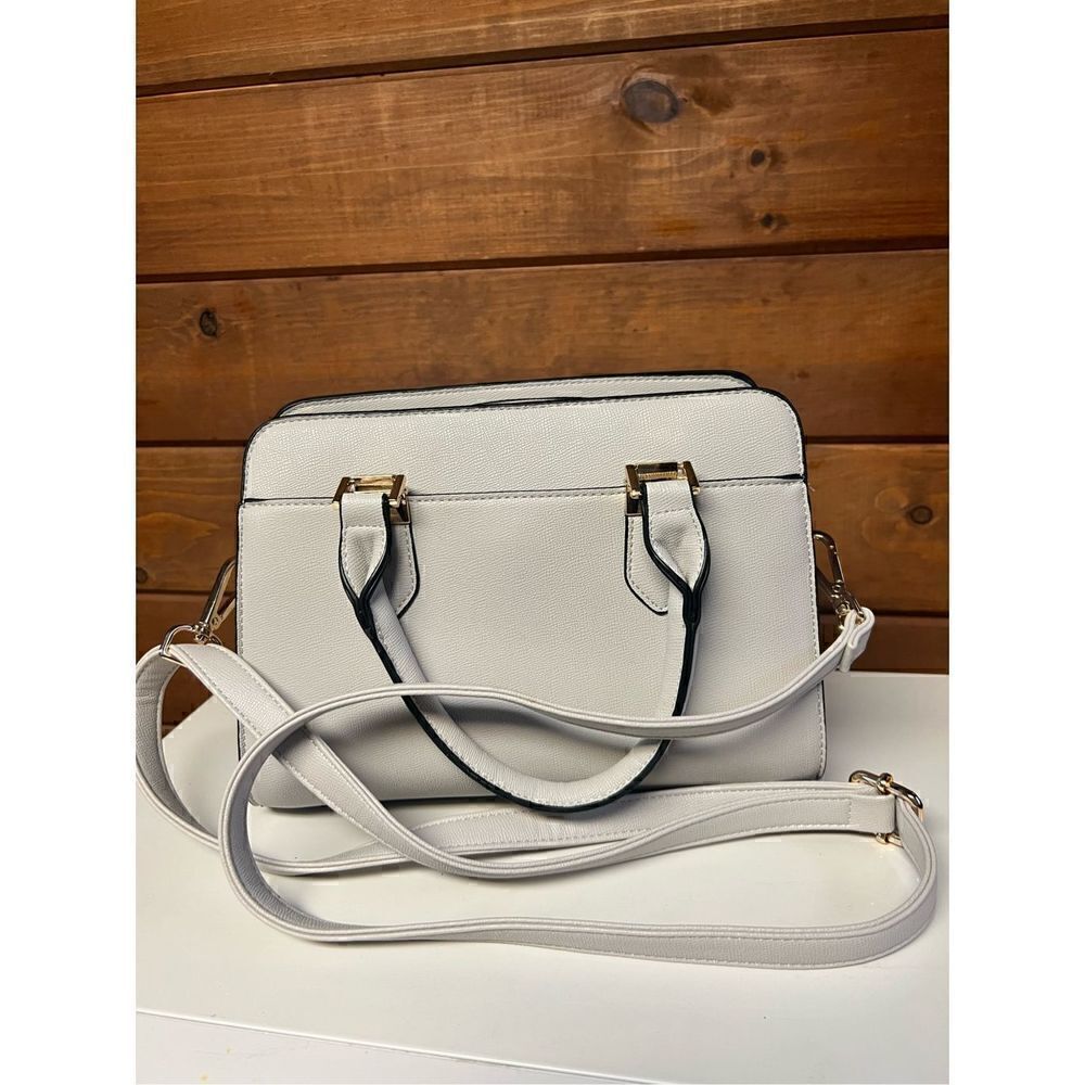 No brand Tote/shoulder/Grained / Lt Gray /Black Trim Bag NWOT